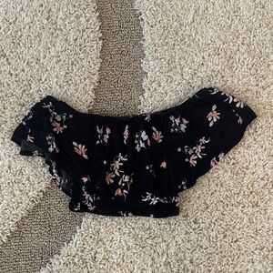 Kendall & Kylie Black Top with Pink and White Floral Design